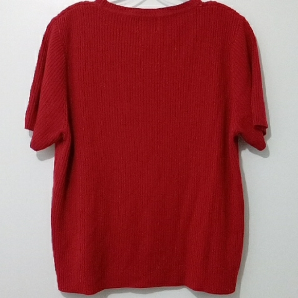 Tradition red short sleeve sweater top - Picture 5 of 6